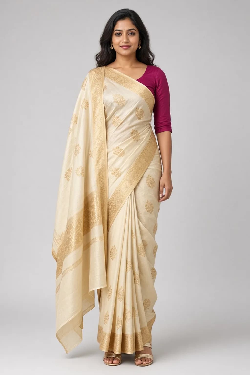 Woman wearing a silk saree